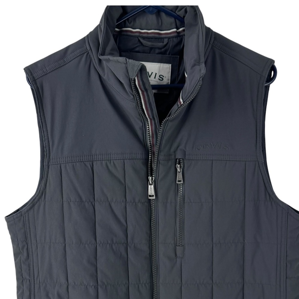 Orvis Classic Collection Mens Medium Quilted Full Zip Vest Charcoal Gray - Picture 4 of 8